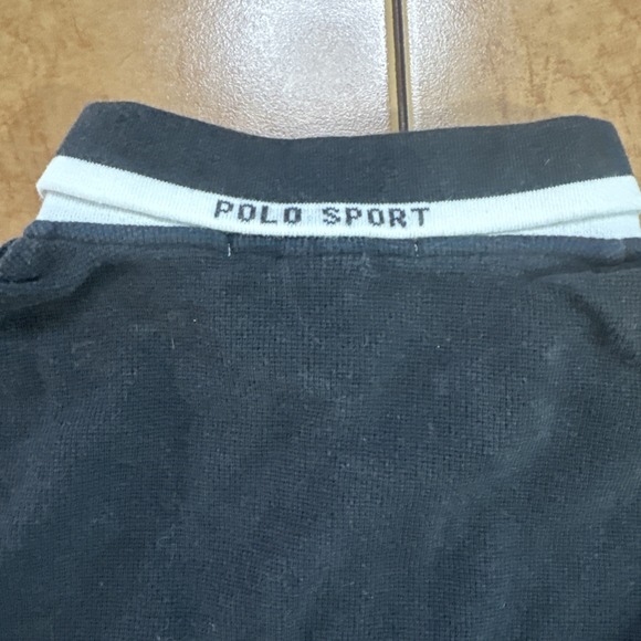 Vintage Polo Ralph Lauren Black White Tipped Long Sleeve Rugby Shirt Flag Sz XL - Picture 8 of 9